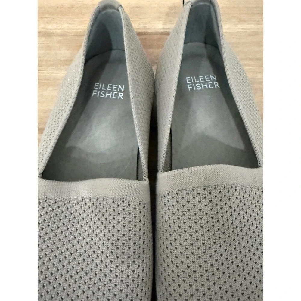 Eileen Fisher Womens Gray Knit Slip On Loafers Flats Shoes Size 6